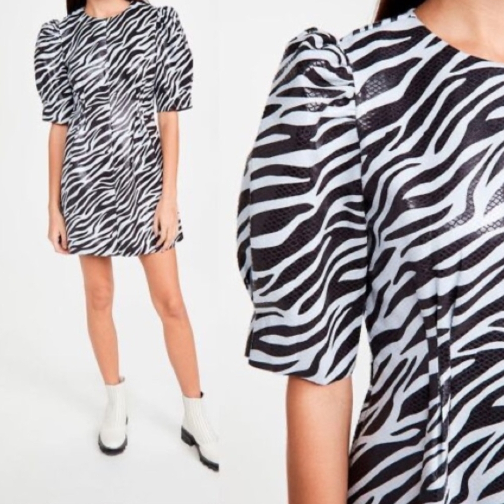 Zebra Print Puff Sleeve Dress